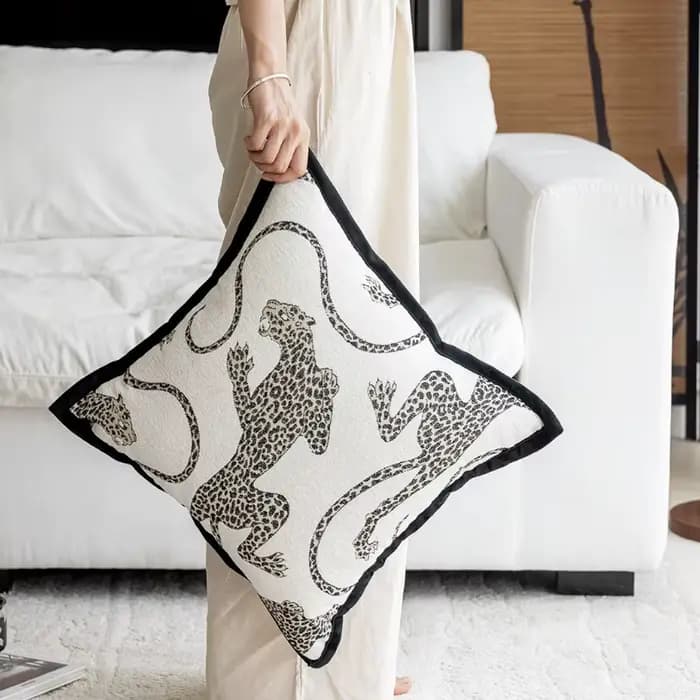 Juste de coussin Jacquard au design moderne, taie d'oreiller décorative, noir et blanc, luxe abordable, salon, canapé, planche de sauna