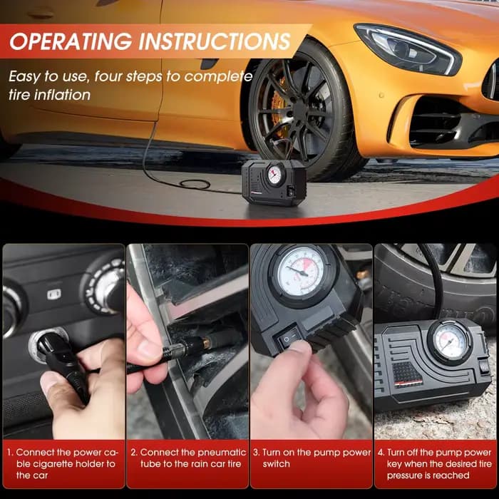 CARSUN Mini pompe à Air gonfleur de pneu voiture électrique Mini 20L/Min compresseur d'air Portable pour voiture motos vélo gonflable