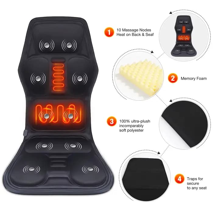 Chauffage électrique dos taille masseur épaule dos Vibration tapis de Massage pour chaise canapé voiture bureau maison