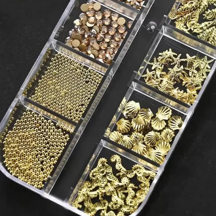 # Décorations pour ongles sur le thème de l'océan 3D, 12 pièces, pour fête de plage d'été, hippocampe, étoile de mer, coquille, perle, perles de caviar, strass, A