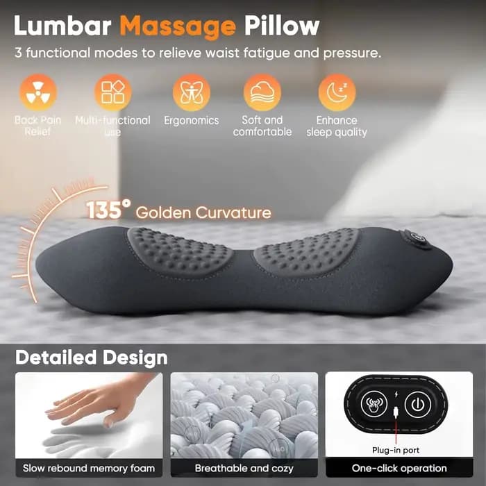 Masseur dorsal 3-en-1 avec chaleur et vibrations pour soulager les douleurs dorsales