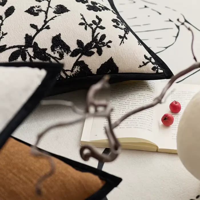 Housse de coussin Jacquard rétro français, taie d'oreiller moderne de luxe haut de gamme, Design noir et blanc, décoration de maison