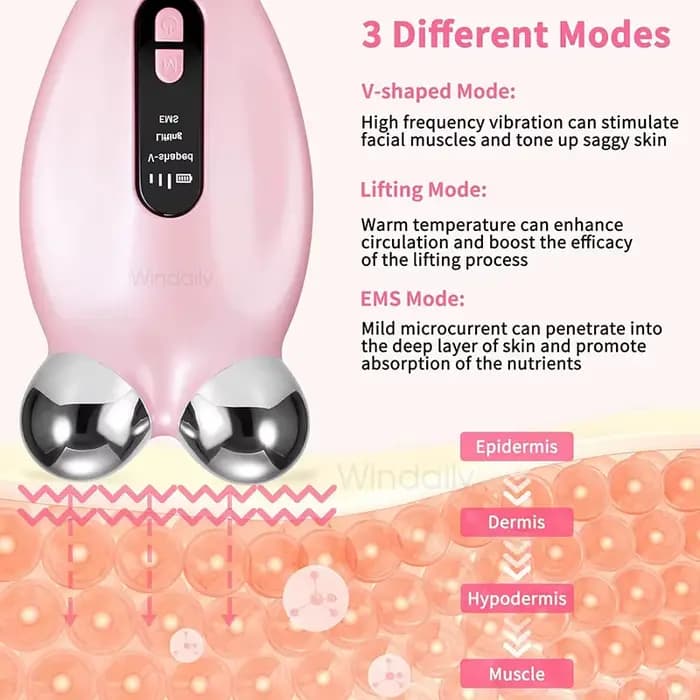 EMS masseur Facial rouleau microcourant Machine de Lifting du visage v-face