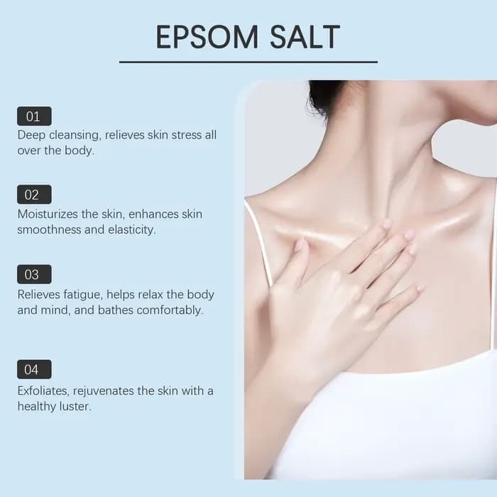 Epsom sel magnésium sulfate hydratant exfoliant pur naturel pieds mains bain corps Relaxation soulagement musculaire détox soins de la peau
