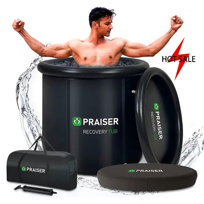 Bain de glace pliant de luxe noir pour adulte