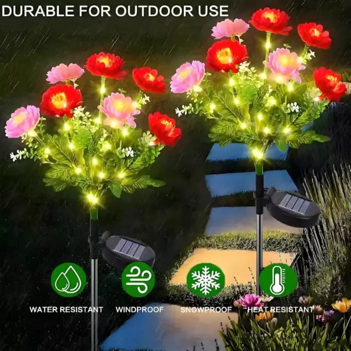    Lampes solaires d'extérieur, éclairage de jardin, lampes de pelouse en forme de lotus de neige, décoratives pour patio, fête, mariage