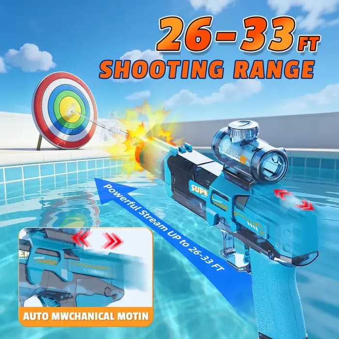 Pistolet à eau électrique pour enfants et adultes, pistolet à eau automatique avec lumière, pistolet à eau rechargeable anti-fuite pour piscine et plage