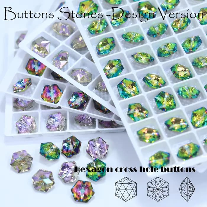Boutons hexagonaux à trou croisé en alliage métallique pour vêtements, manteaux, vestes, chemises, accessoires de couture DIY