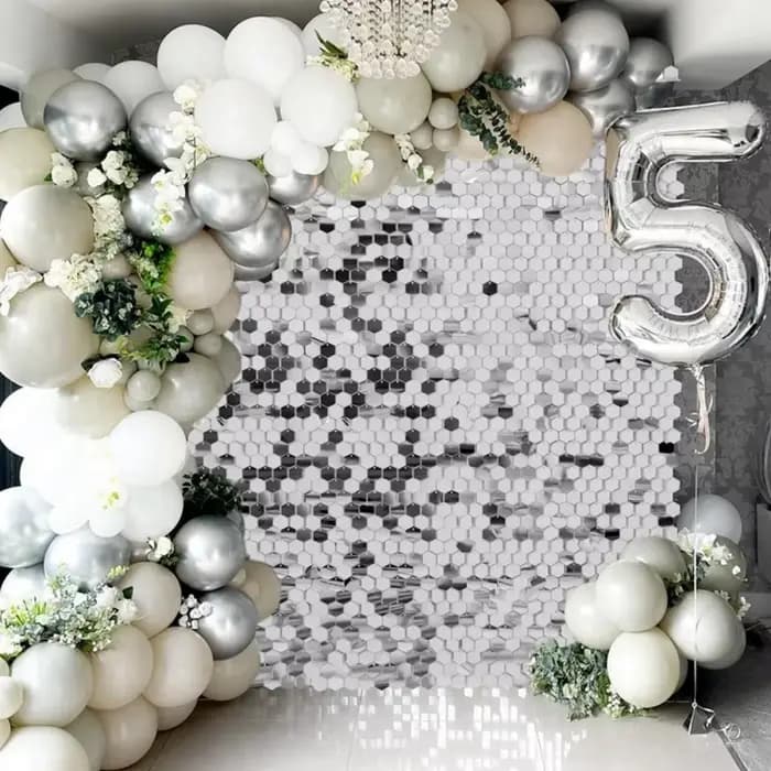 Paillettes hexagonales scintillantes pour anniversaire de bébé, arrière-plan de mariage, décoration en direct, miroir Turquoise scintillant, panneau mural de fête