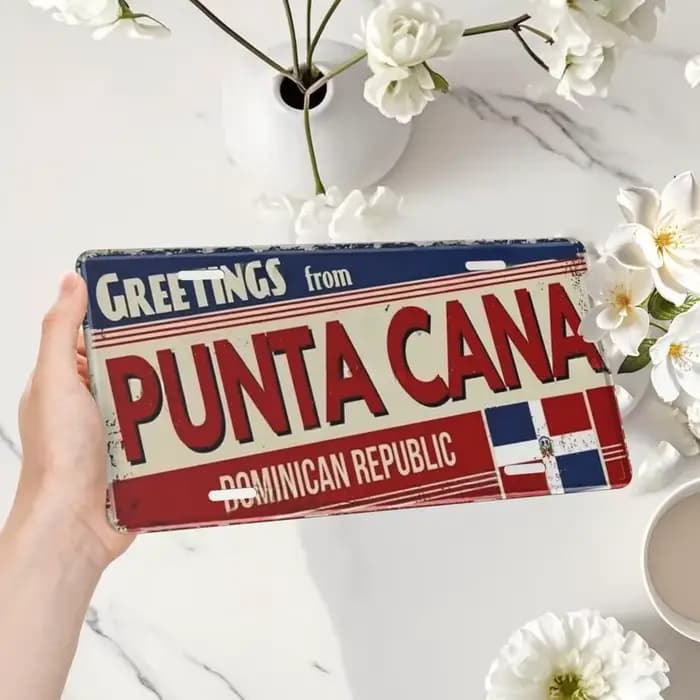 Plaque en aluminium République Dominicaine Punta Cana, décoration murale vintage sur le thème du voyage pour la maison, le bar ou le café