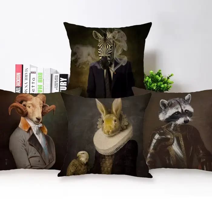 Housse de coussin en forme de mouton, lapin, chien, décor, joli affiche d'animaux, taie d'oreiller Beige, décoration de canapé pour la maison