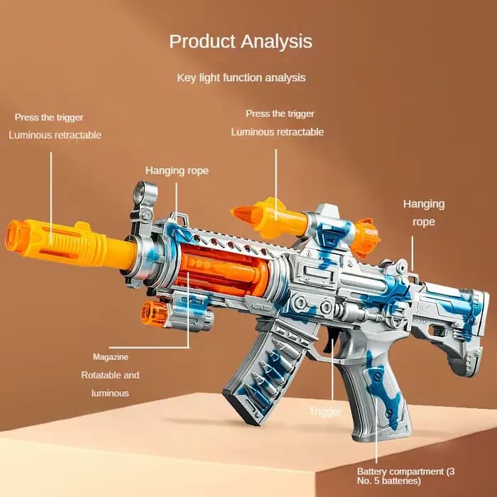 Pistolet jouet électrique pour enfants, Machine réaliste, mitraillette, modèle comme de vraies pistolets avec effets sonores et lumineux, cadeaux pour enfants sans bavure