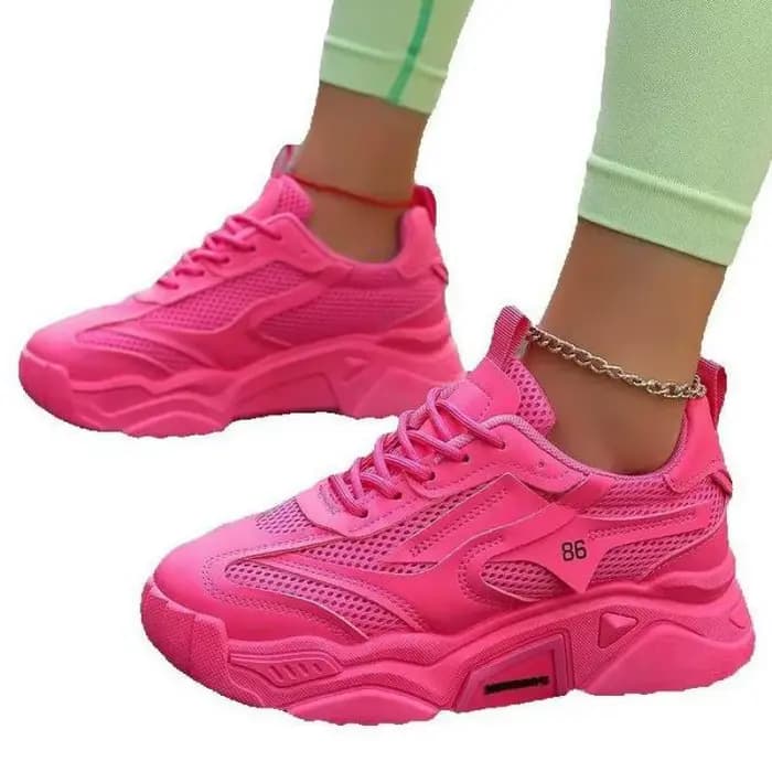 Femmes rose plate-forme chaussures de sport semelle épaisse grosses chaussures décontractées femmes printemps Tennis mode sans lacet en plein air marche baskets