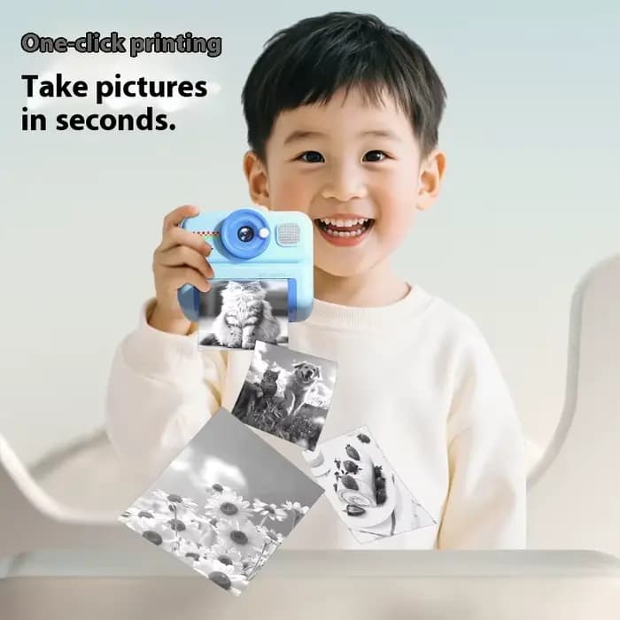 Caméra d'impression pour enfants, papier thermique HD, prête à tirer, Mini appareil Photo rétro, Photo, cadeau d'extérieur pour enfants