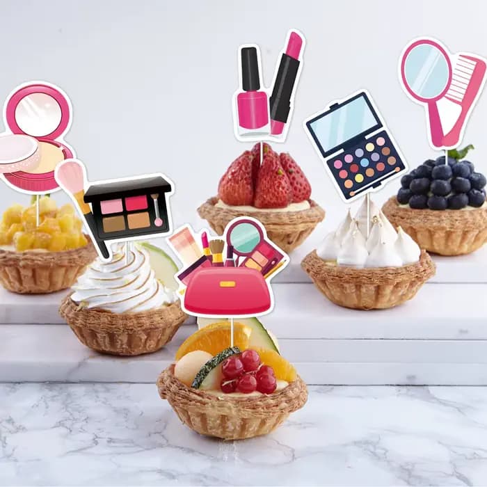 Fournitures de fête de maquillage Spa, bannière cosmétique joyeux anniversaire, sacs cadeaux en papier avec autocollants, décoration de fête d'anniversaire pour filles et femmes