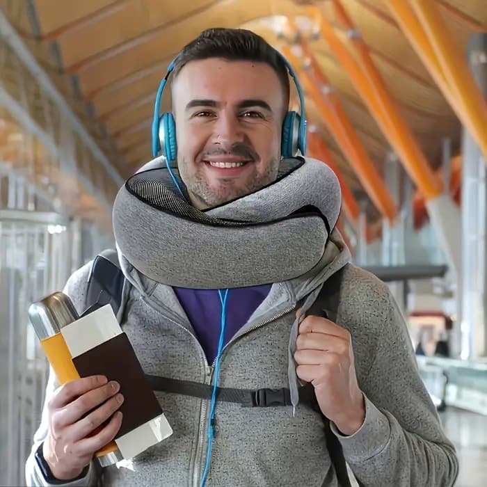 1 oreiller de voyage ergonomique en forme de U – Support de cou doux et durable pour les avions
