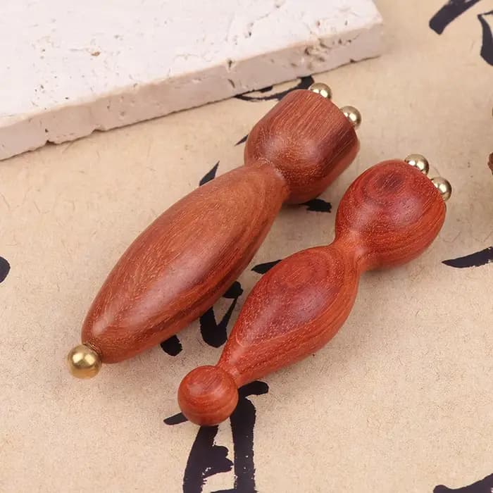 Pépine de Lotus portative beauté professionnelle en laiton et palissandre Gua Sha outil de Relaxation des yeux méridiens de taches Massage des points d'acupuncture