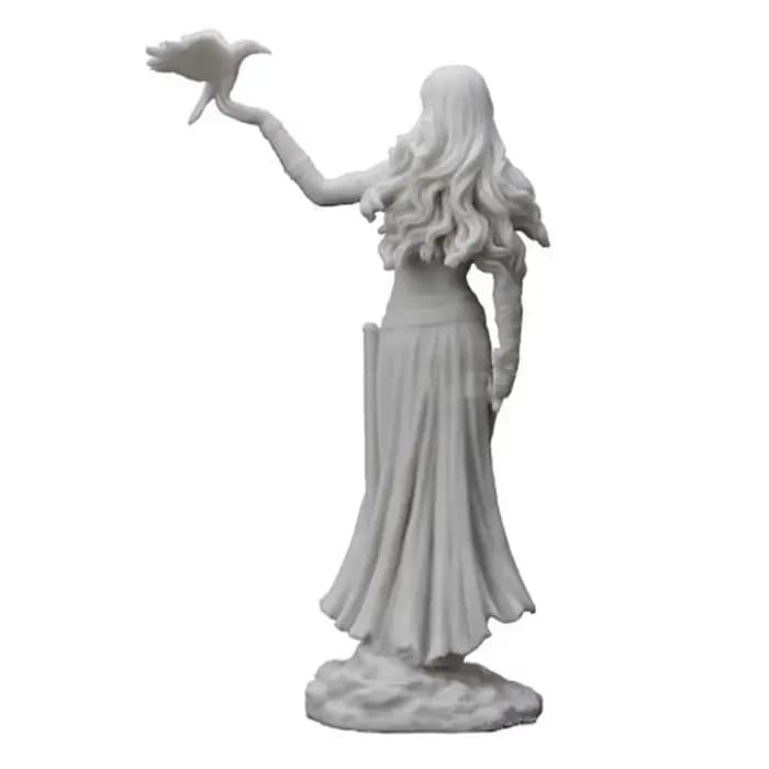 Statues en résine de haute qualité Morrigan la déesse celtique de bataille avec corbeau et épée statue finition Bronze pour la décoration de la maison