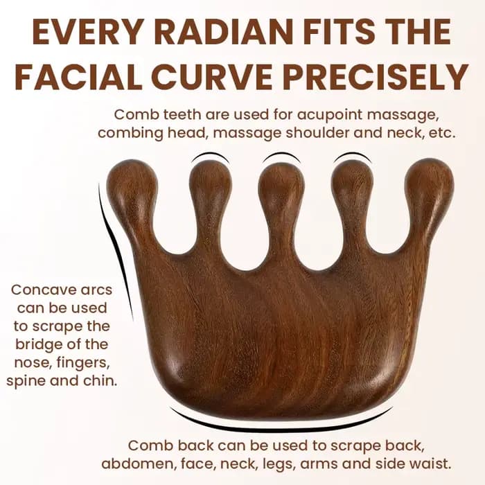 Peigne de massage en bois pour le visage