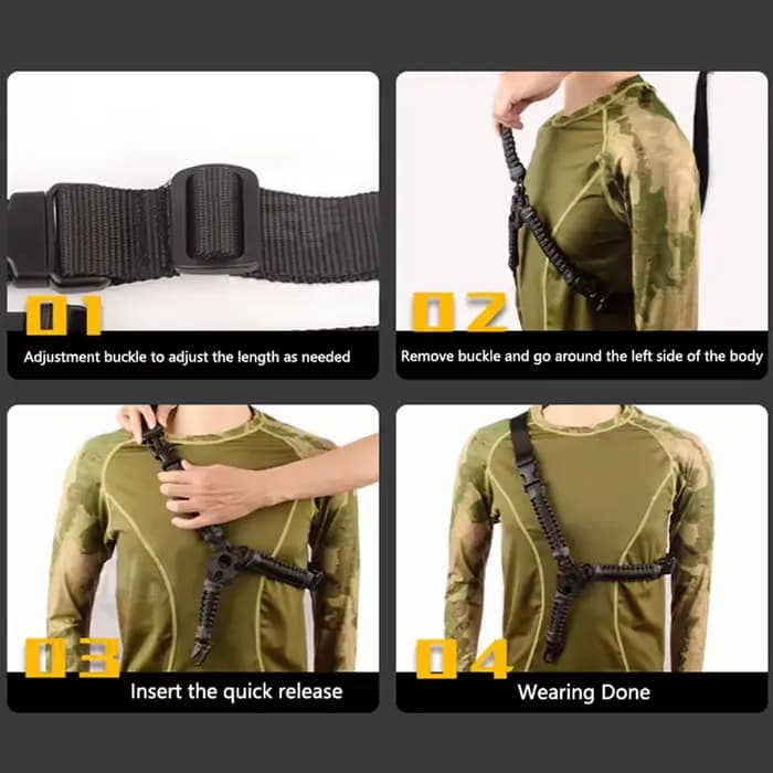 Élingue de fusil à point unique, sangle en nylon à réglage rapide, écharpe universelle multi-usage et durable pour pistolet AR15, AK47 et Airsoft