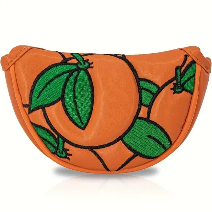Housse de tête de club de golf Orange Fun Design Style, petite housse de putter semi-circulaire, housse de putter de golf - PU de qualité supérieure