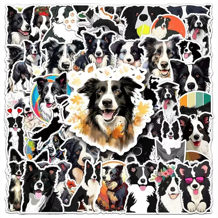 Autocollants Graffiti Border Collie, 10/50 pièces, autocollants décoratifs mignons de chien de dessin animé pour ordinateur portable, papeterie, jouets DIY, secret