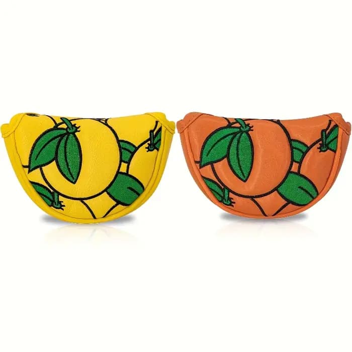 Housse de tête de club de golf Orange Fun Design Style, petite housse de putter semi-circulaire, housse de putter de golf - PU de qualité supérieure