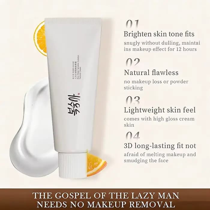 Crème Coréenne à l'Extrait de Riz SPF50+ Hydratante, Améliore le Teint Terne, Unifie et Illumine le Teint, Effet Léger, Correcteur