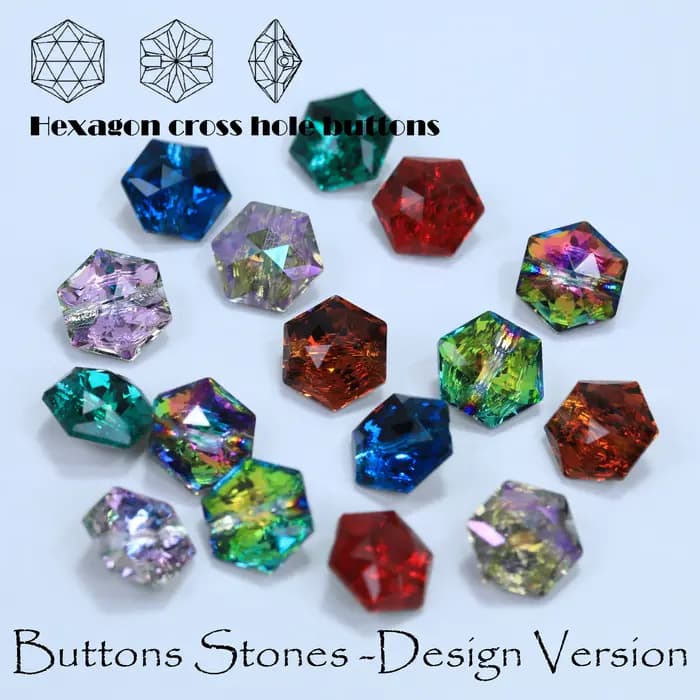 Boutons hexagonaux à trou croisé en alliage métallique pour vêtements, manteaux, vestes, chemises, accessoires de couture DIY