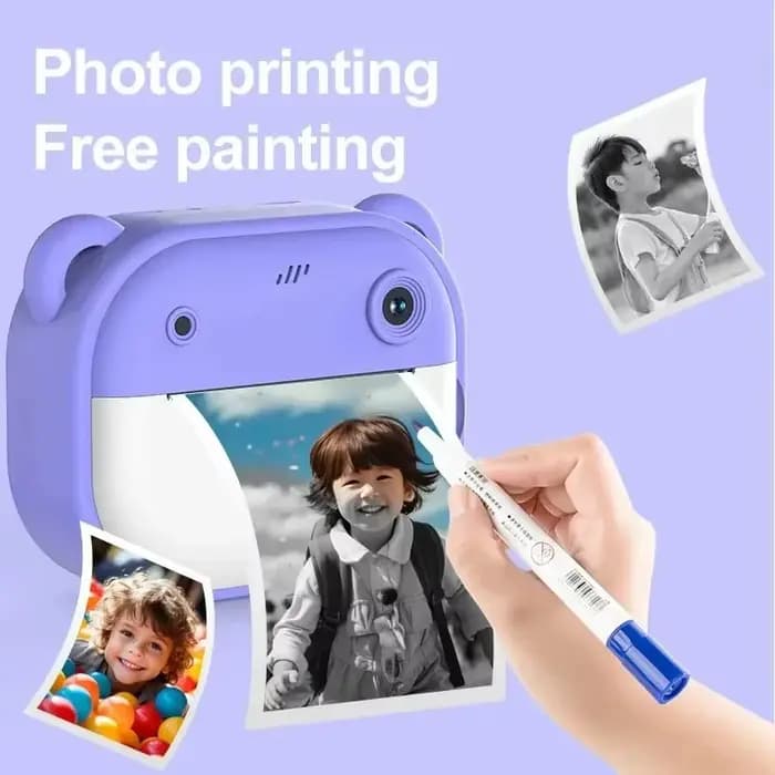 Appareil photo numérique pour enfants, impression instantanée, caméra à impression thermique, impression Photo instantanée, jouets vidéo + carte mémoire 32G