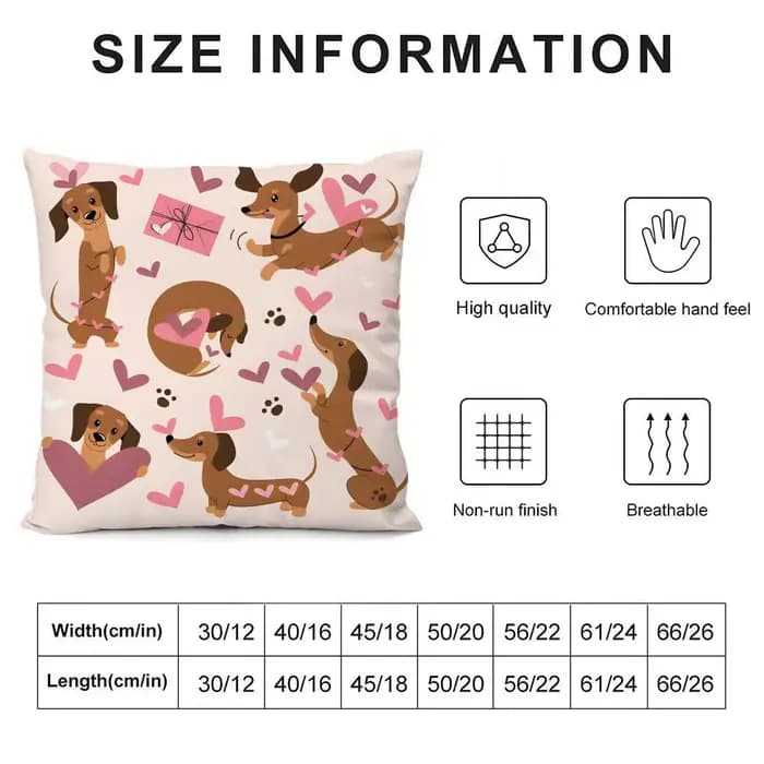 Housse de coussin pour chien Teckel, taie d'oreiller en peluche courte imprimée, housse de coussin carrée, housses de coussin décoratives pour canapé et maison