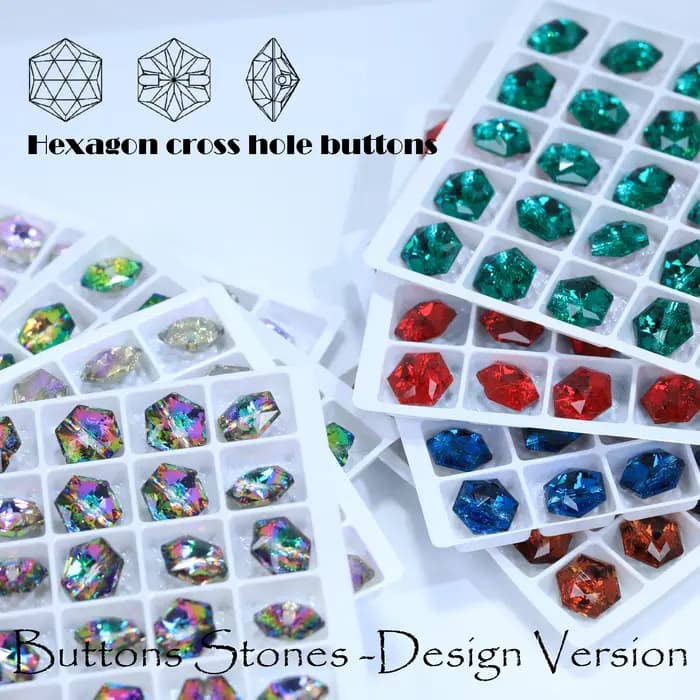 Boutons hexagonaux à trou croisé en alliage métallique pour vêtements, manteaux, vestes, chemises, accessoires de couture DIY