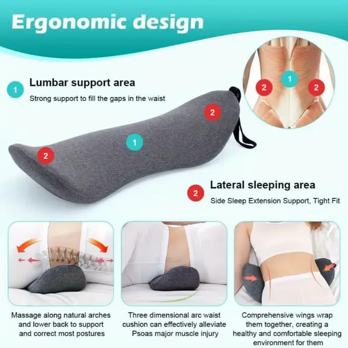 Oreiller lombaire orthopédique en mousse à mémoire de forme