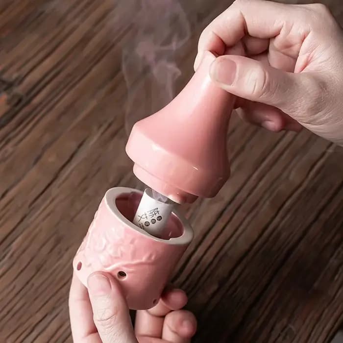 Pot de moxibustion en céramique pour soins du visage chauffants