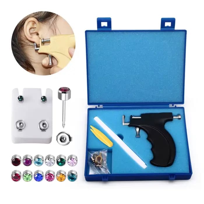 Kit d'outils pour pistolet de perçage d'oreille, outils de pointe de boucles d'oreilles, oreilles, nez, nombril, lèvres, clous, boucles d'oreilles, Kits de pois à domicile