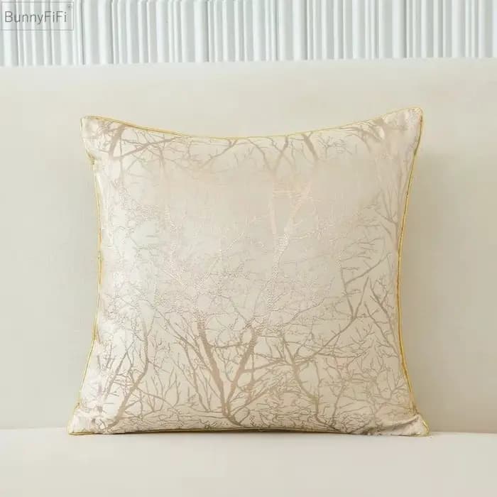 Housse de coussin de luxe en Jacquard, 45x45cm, broderie, décor de haute qualité, taie d'oreiller décorative pour canapé, Beige