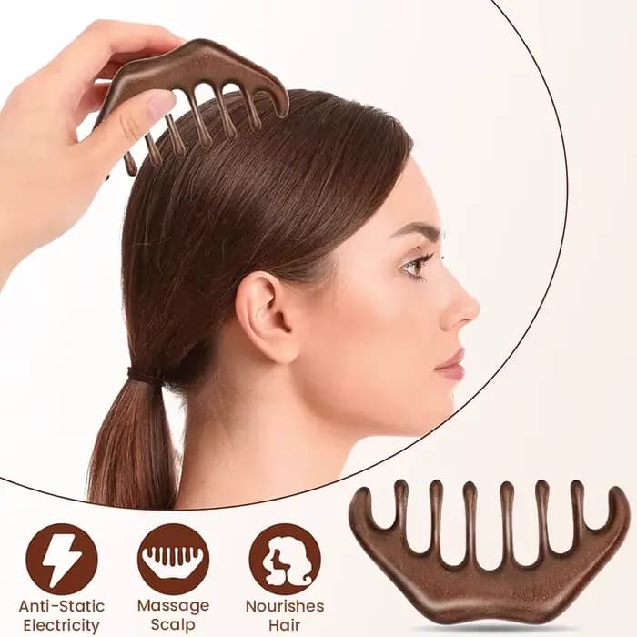 Peigne de massage en bois pour le visage