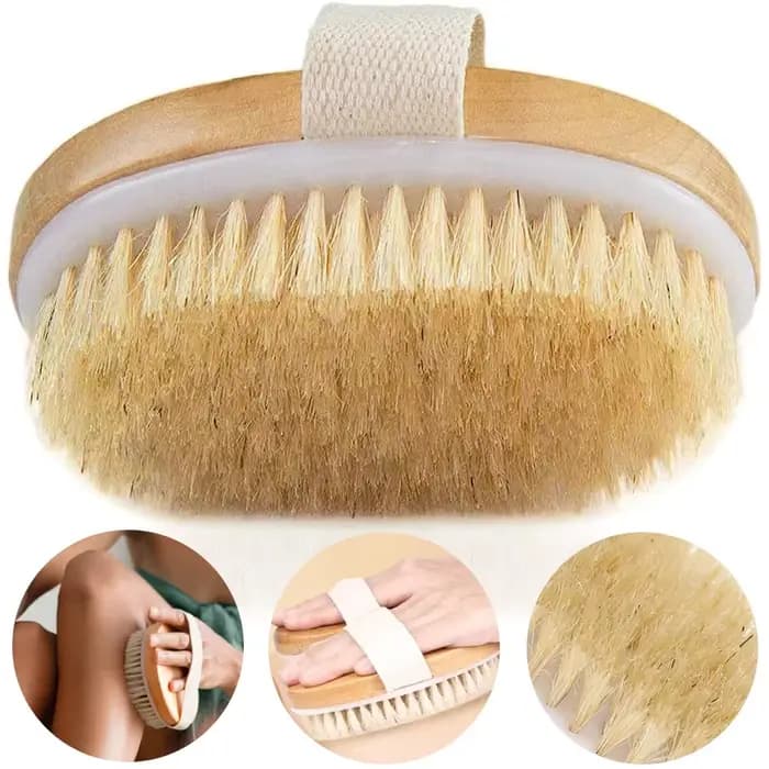 Brosse corporelle sèche avec manche en bois