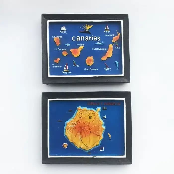 Aimants de réfrigérateur espagnols avec cadre 3D, carte des îles Canaries, grande diffusion, souvenir touristique, artisanat, autocollants magnétiques