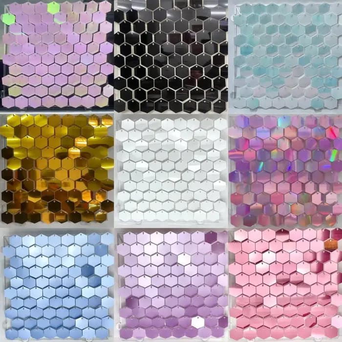 Paillettes hexagonales scintillantes pour anniversaire de bébé, arrière-plan de mariage, décoration en direct, miroir Turquoise scintillant, panneau mural de fête