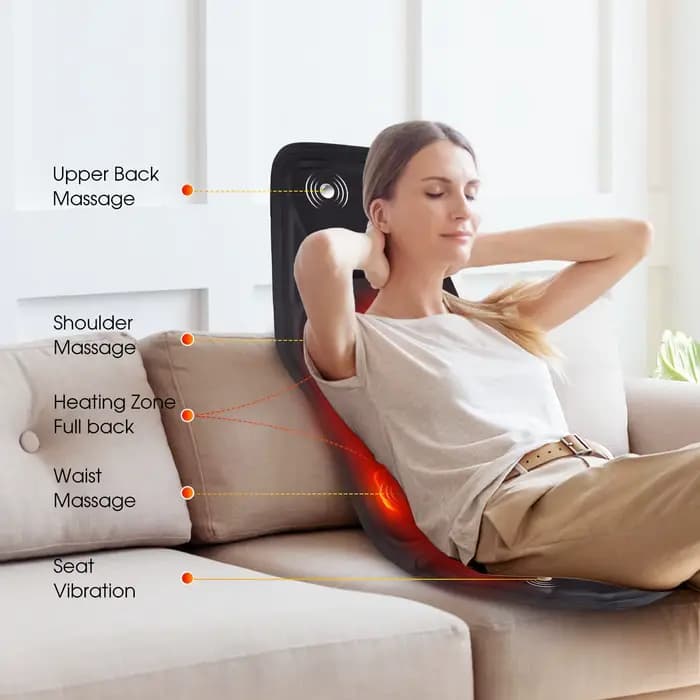 Chauffage électrique dos taille masseur épaule dos Vibration tapis de Massage pour chaise canapé voiture bureau maison