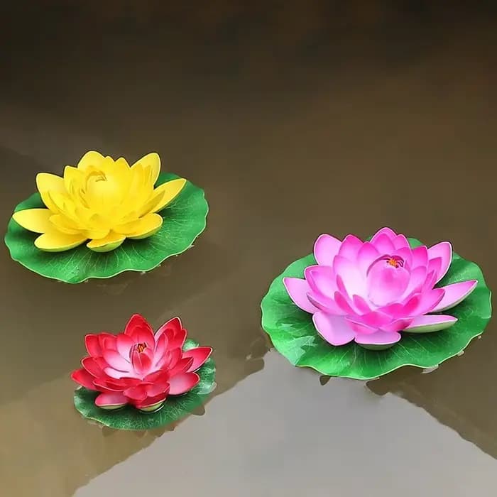 Décoration de piscine de fleurs artificielles, feuille de Lotus et de Lotus, aménagement paysager de plantes vertes, accessoires flottants pour aquarium, nénuphar, 1/2 pièces