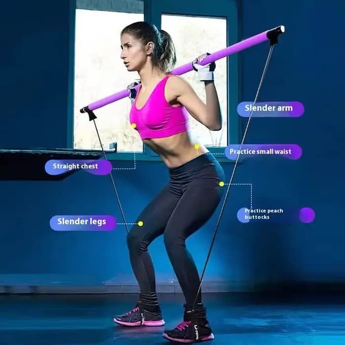 Bâton de Pilates – Barre de fitness réglable pour l'entraînement à domicile