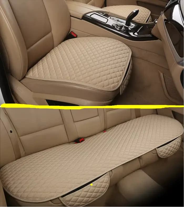 Housses de coussin de siège de voiture en lin, coussin avant et arrière de voiture, protection de 5 sièges, coussin en lin pour chaise de voiture, accessoires d'intérieur de voiture