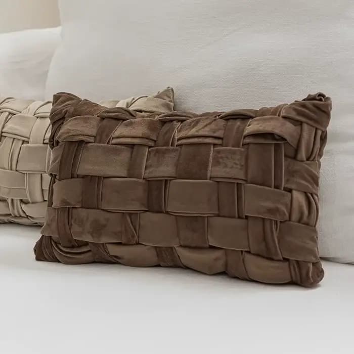 Housse de coussin tissée de luxe moderne, taie d'oreiller tissée artisanale italienne haut de gamme, housse de coussin de canapé et de chevet tendance, décoration intérieure