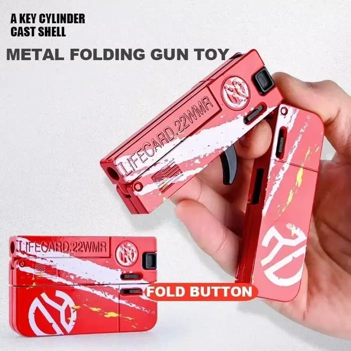 Nouveau jouet pistolet pliable en métal Lifecard amélioré pour enfants et adultes, pistolet jouet avec balles souples, modèle de tir en alliage pour adultes