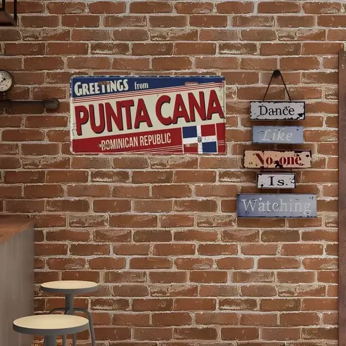 Plaque en aluminium République Dominicaine Punta Cana, décoration murale vintage sur le thème du voyage pour la maison, le bar ou le café