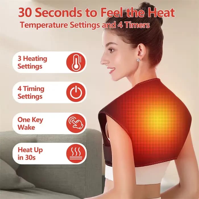Coussin chauffant lesté pour dos et épaules avec 3 réglages de chaleur et minuteries – Cadeau de soulagement des maux de dos pour hommes et femmes