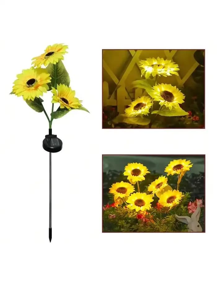 Lampe de tournesol à énergie solaire, LED étanche, pour l'extérieur, insertion au sol, lampe de pelouse, décoration de jardin, de cour