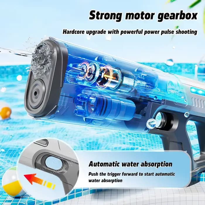 Pistolet de stockage d'eau entièrement automatique pour enfants, jouet électrique absorbant l'eau de grande capacité, jouet d'été en plein air, cadeau